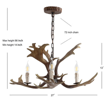 Eldora 27" Adjustable Resin Antler LED Chandelier - JONATHAN Y